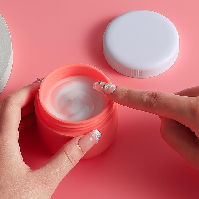 Kuangre Travel Containers for Toiletries, Silicone Cream Jars BPA-Free, Leak-proof 3oz Travel Size Containers, Portable Size Silicone Jars with Lid for Cosmetic Face Hand Body Cream (4 Pack)