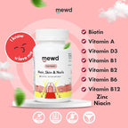 MEWD Teen and Kids Hair, Skin & Nails Support Multivitamin Gummies - Biotin Strength & Growth with Zinc, Vitamins A, D3, B1, B2, B6 & B12 - Gluten-Free, Non-GMO for Girls & Boys - 60 Count - USA Made
