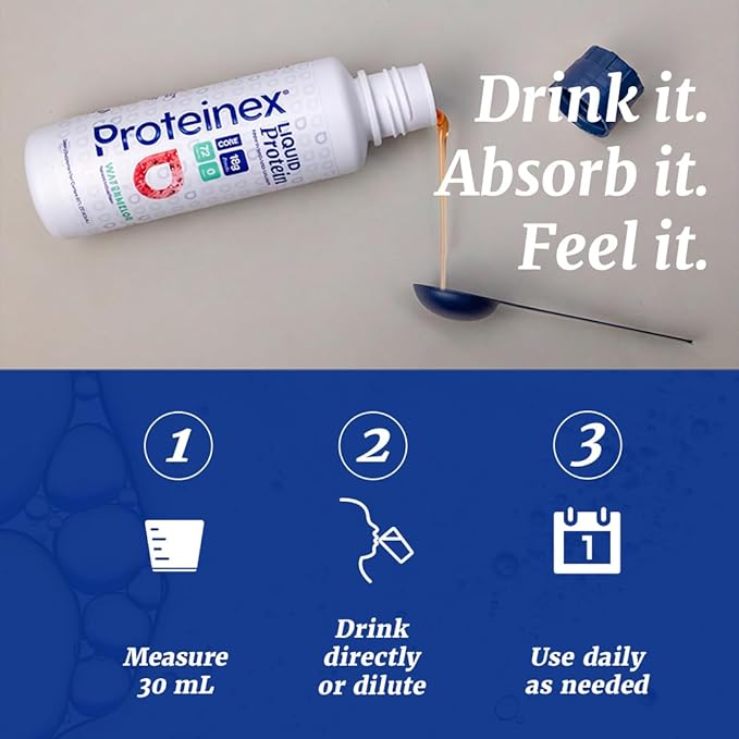 Proteinex Medical Grade Liquid Hydrolized Collagen Protein - Women and Men for Healthy Skin, Hair and Nails, Zero Sugars & Ready to Drink Protein Drink (16 Fl Oz, Watermelon)