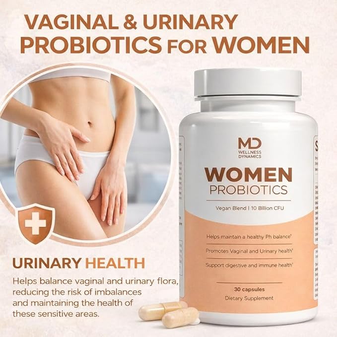 Women’s Probiotics – Vaginal Urinary Digestive Gut Balance Skin Support Daily Probiotic Supplement Vegan Capsules – 30 Count