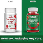 YUM-V'S Apple Cider Vinegar Gummies – ACV Gummies with Ginger & The Mother – Supports Metabolism, Vitality & Daily Wellness – Natural Apple Flavor Vegan, Non-GMO, Gluten-Free, Cider Gummy – 60 Count