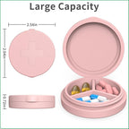 2 Pack Small Pill Box,Premium Thick Silicone 3 Compartment Travel Pill Box for Home/Desk Organizer, Portable Compact Medicine Holder for Vitamin, Cod Liver Oil, Supplement(Red+Pink)