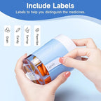 Daviky Pill Bottle Organizer, Supplement Organizer with 7 Large Compartments, Travel Pill Dispenser Round Pill Box with Two Lids（Blue）