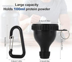 2 Pcs Protein Powder Container, Protein Powder Travel Container, Protein Powder Container to Go, Pre Workout/Gym Supplemen Keychain (Black, 4 * 50ml)