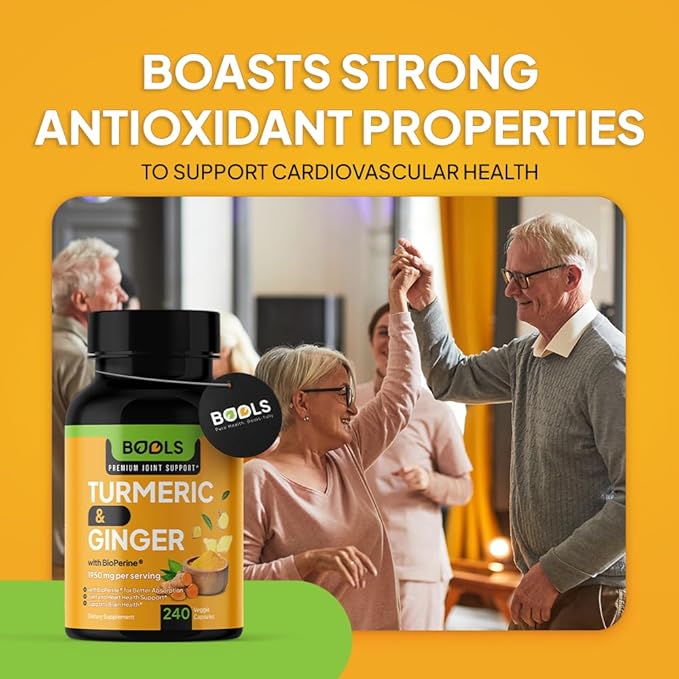 Turmeric Curcumin Supplement with BioPerine & Ginger, Turmeric Curcumin with Black Pepper 1950mg for Max Absorption Joint Support- Non-GMO Turmeric Supplement, Vegan, 240 Capsules