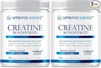Approved Science Creatine Monohydrate Powder – with BioPerine – Supports Strength, Lean Muscle & Recovery – 5 g Per Serving – Unflavored Creatine Powder – Non-GMO, Vegan – 360 Servings (Pack of 2)
