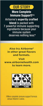 Airborne 1000mg Vitamin C with Vitamin D & Zinc, Sugar Free Multivitamin Immune Support Supplement, Antioxidants Vitamins A C & Vitamin E, 30 Effervescent Tablets, Zesty Orange Flavor