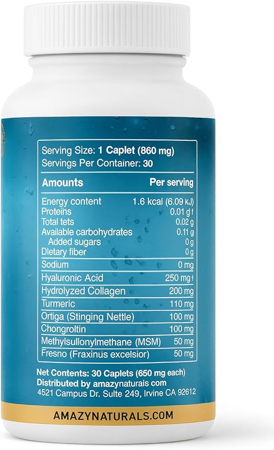 Hyaluronic Acid Ultra, 850mg, 30 Caplets, Premium Joint and Skin Supplement