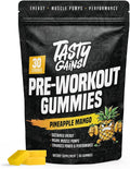 TASTY GAINS - Pre-Workout Gummies – Energy & Focus Boost, Caffeine Gummies for Men & Women, 200mg of Caffeine, Fat-Burning Preworkout for Strength & Endurance (60, Pineapple Mango)