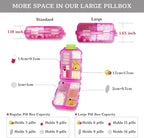iouwei Large Pill Organizer with Medicine Labels, Travel Daily Pill Container, Mini Medication Organizer, 7-Day Pill Case, Set of 3 (Pink+White+Grey)
