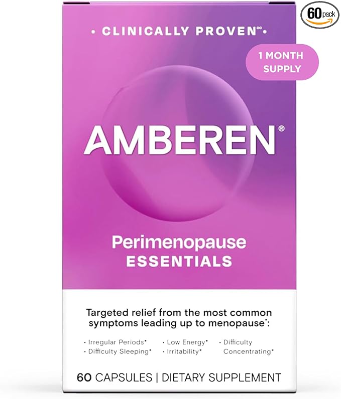Amberen Perimenopause, Peri-Menopause Multi-Symptom Relief, Vitamin B, Vitamin E & Antioxidants Supplement, Clinically Shown to Help Support Hormone Balance, Hot Flashes & Night Sweats, 60 Count