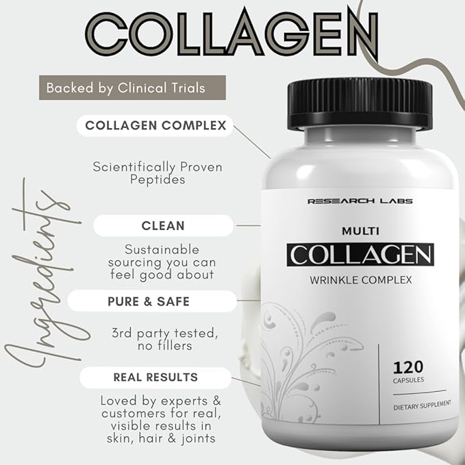 Research Labs 2 for 1 Promo 240 Collagen Pills - 6000 mg Per Day. Grass Fed Anti-Aging Support for Skin, Joints, Tendons, Bones, Hair and Nails. Paleo Friendly. Collagen Peptides Powder Supplement…