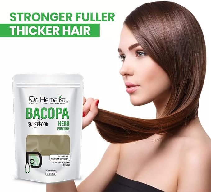 Dr. HERBALIST Bacopa Monnieri Extract Powder 200g - Brahmi Leaf Extract for Cognitive Wellness & Mental Performance