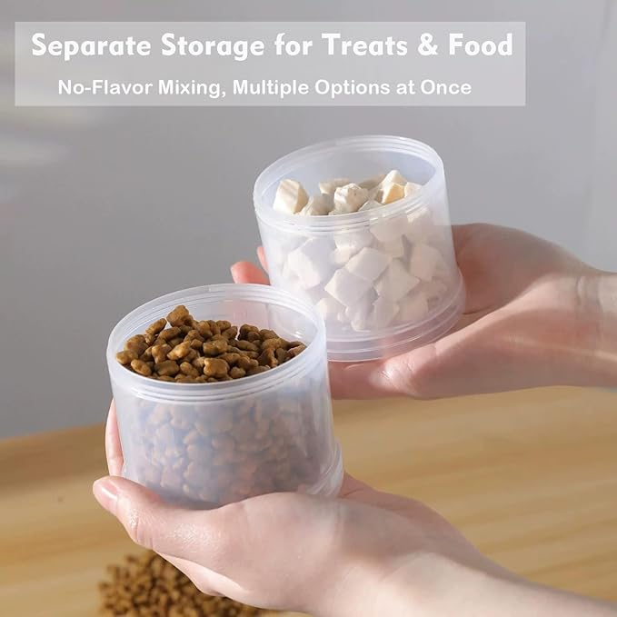 Dog Treat & Supplement Container, 3-Layer Stackable Pet Snack Organizer with Scoop, Portable Training Treat Holder for Walking, Travel & Daily Feeding