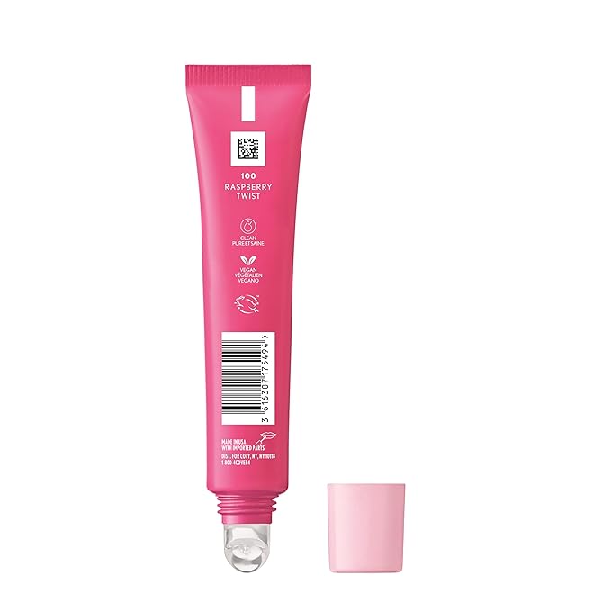 COVERGIRL Clean Fresh Squishy Glaze™ Lip Butter Balm, Flavored, Non-Sticky, with Vitamin E & Shea Butter – 100 Raspberry Twist (Sheer Fuchsia)