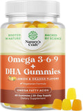 Omega 3 Gummies for Adults - Vegetarian Omega 3 6 9 DHA Gummies for Brain Bone and Heart Health and Joint Support - Burpless Fish Free Plant Based Supplement Men Women - 60 Count