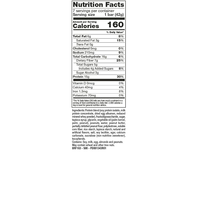 PROTIFIT - Low Calorie Snack Bar for Healthy Diets, High Protein, 15g Protein, Low Carb, Low Sugar, Ideal Protein Compatible, 7 Servings Per Box (Fluffy Nutter)