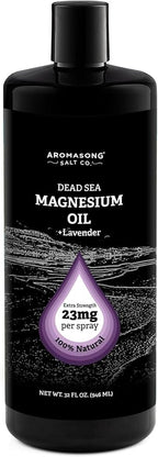 Aromasong Magnesium Spray Lavender - Extra Strength (23mg in Each Spritz) 32 Oz Refill Bottle, Natural and Pure Magnesium Oil Spray - Made in The USA - for Leg Discomfort and Promotes a Calm Sleep