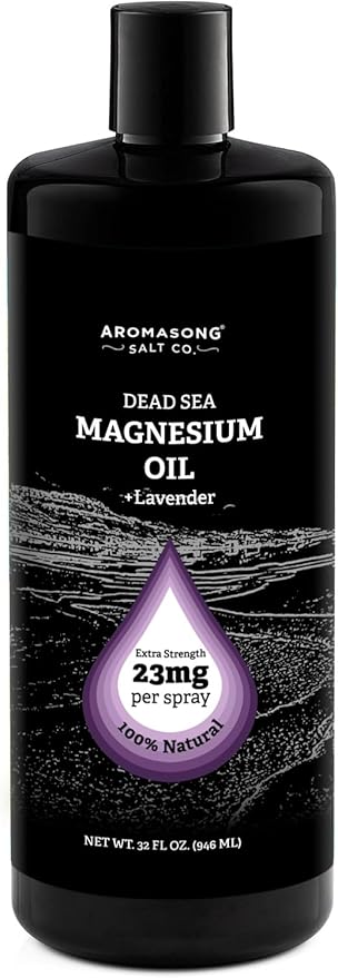 Aromasong Magnesium Spray Lavender - Extra Strength (23mg in Each Spritz) 32 Oz Refill Bottle, Natural and Pure Magnesium Oil Spray - Made in The USA - for Leg Discomfort and Promotes a Calm Sleep