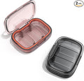 2 Pack 3 Compartment Small Pill Box, Moisture Proof Pill Case, Travel Pill Organizer for Pocket Purse, Daily Portable Medicine Vitamin Box, Fish Oil Box, Supplement Box (Black+Orange)