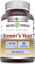 Amazing Formulas Brewer's Yeast 1500 Mg | Tablets Supplement | Non-GMO | Gluten-Free | Made in USA (1 Pack | 240 Count)