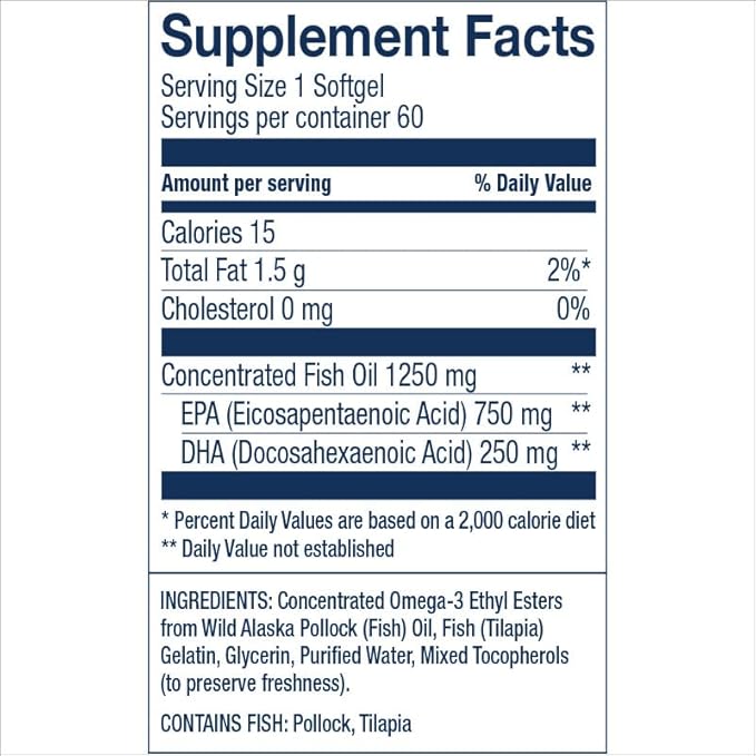 Wiley's Finest Wild Alaskan Fish Oil Peak EPA - Triple Strength Peak EPA & DHA Supplement - 1000mg Fish Oil - Omega-3s for Joint Health Support - 60 Softgels (60 Servings)