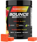 Bounce Pro Shred Blend Pre Workout Gummies – Raspberry Peach – 50 Vegan Gummies with Caffeine, Ashwagandha & L-Theanine for Energy, Focus & Endurance (50 Count (Pack of 1), Raspberry Peach)
