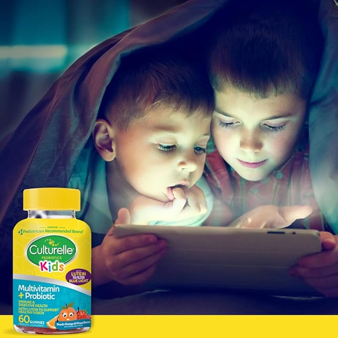 Culturelle Kids Multivitamin + Probiotic for Kids (Ages 2+), Peach-Orange & Mixed Berry Flavor - Digestive Health & Immune Support Gummies with Lutein to Support Eye Health, 60 Count (Pack of 2)