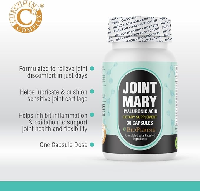 Hyaluronic Acid Supplement– Advanced Joint Support with Hydrolyzed Collagen, Turmeric, Glucosamine, MSM, Vitamin C – 30 Capsules