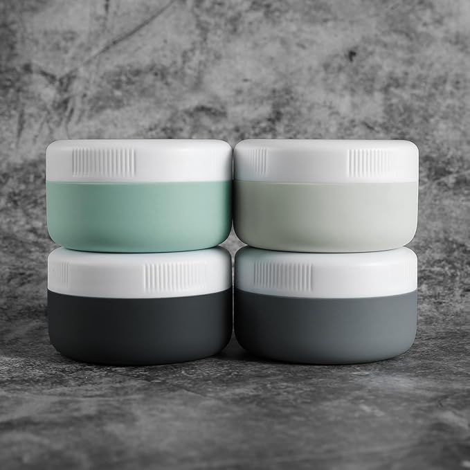 Kuangre Travel Containers for Toiletries, Silicone Cream Jars BPA-Free, Leak-proof 1.35oz Travel Size Containers, Portable Size Silicone Jars with Lid for Cosmetic Face Hand Body Cream (4 Pack)