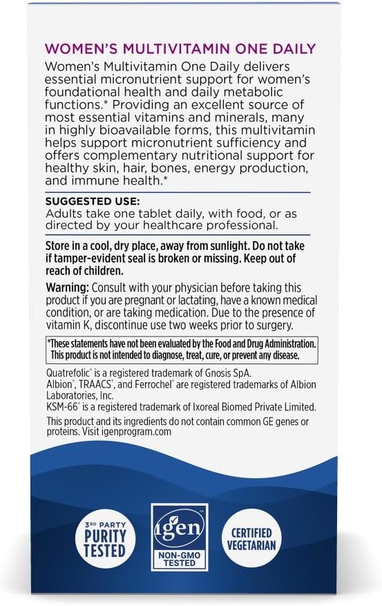 Nordic Naturals Women’s Multivitamin One Daily - Skin, Hair, Energy, & Bone Support - Immunity Supplement - 20 Essential Nutrients - 30 Tablets - 30 Servings