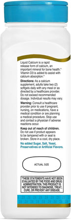 21st Century Calcium Plus D3 Liquid Filled Softgel, 1200 mg, 90 Count (Pack of 2)