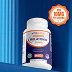 Vitamatic Melatonin 10 mg Tablets | Vegetarian, Non-GMO, Gluten-Free | 1-Year Supply | Natural Berry Flavor - 365 Tablets