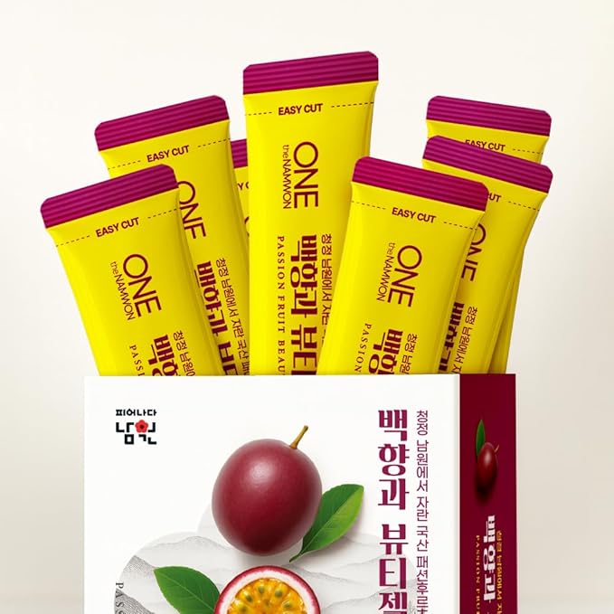 [14 Sticks] Passion Fruit Beauty Jelly, Plant-Based Collagen Jelly Sticks, Daily Beauty Supplement, Low Calories Jelly Stick for Wellness Lifestyle, Diet Snack, Korean Jelly Stick