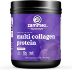 Zammex Multi Collagen Protein Powder, 5 Types of Hydrolyzed Collagen Peptides, Premium Grass-Fed Beef, Chicken, Wild Fish, Eggshell, Keto & Paleo Friendly, 60 Servings, Unflavored