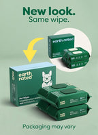 Earth Rated Pet Wipes for Dogs and Cats, Hypoallergenic, 3-in-1 Cleaning, Deodorizing and Hydrating, for Grooming Paws, Body and Butt, New White Tea and Basil Scent, 400 Count