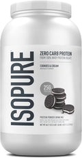 Isopure Zero Carb 100% Pure Whey Isolate Protein Powder, Gluten Free, With Vitamins, Cookies & Cream, 25g Protein Per Serving, 3 Pounds, 44 Servings (Packaging May Vary)