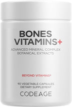 Codeage Bones Vitamins+ - Vitamin D3 & K2, Vitamin C, Calcium, Magnesium, Zinc, Hesperidin, L-Lysine, Manganese, Bamboo, Horsetail, Cissus, Boron, Trans-Resveratrol, Non-GMO Supplement - 90 Capsules
