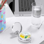 Nipichsha Pill Box, Small Pill Case for Purse & Pocket, Cute Travel Medicine Organizer, Portable Medicine Container Holder to Hold Vitamins, Medication, Fish Oil & Supplement, Tropical Plants