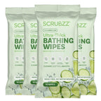 Extra Large Bath Wipes for Adults Bathing No Rinse - 40 Disposable Body Cleansing Wipes for Men, Women & Elderly - Great for Gym, Camping, Post Surgery - Shower Wipes - Cucumber Lime