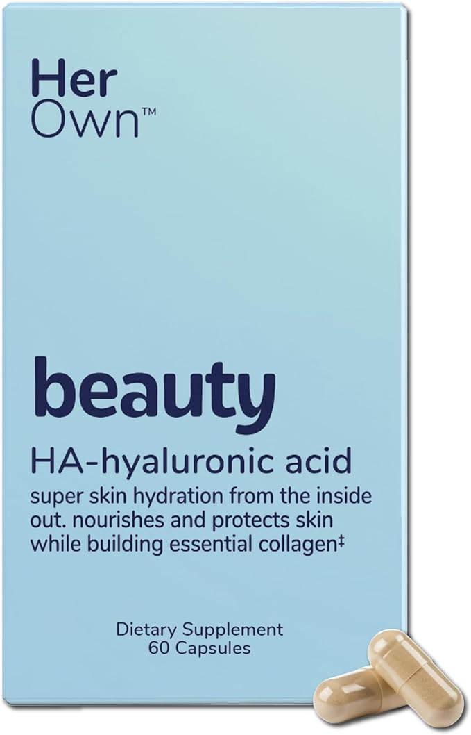 Her Own Beauty Hyaluronic Acid Capsules, Essential Collagen, Zinc, Magnesium, Vitamin C, Support Beautiful Skin, 60 Servings