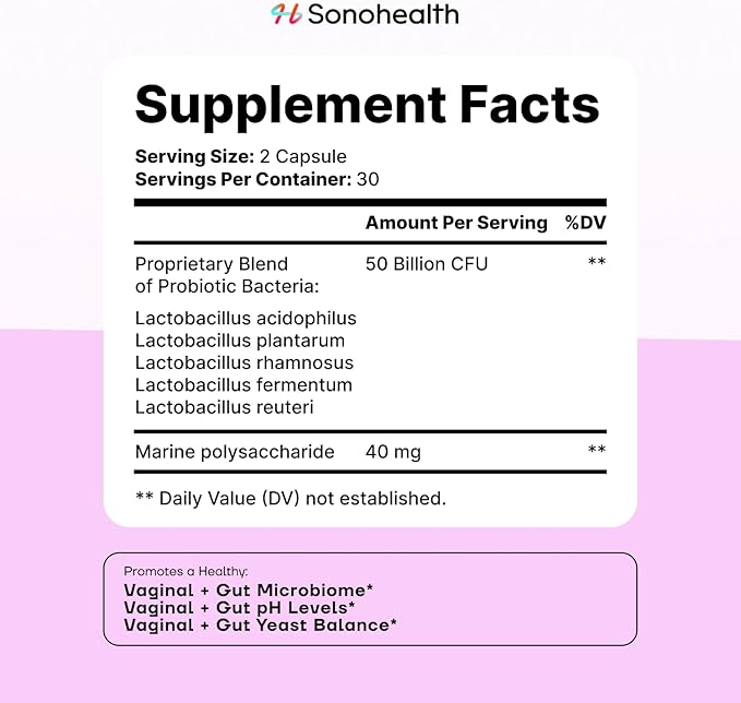 SonoHealth BioBloom Vaginal Probiotics for Women | pH Balance with Prebiotics & Lactobacillus Probiotic Blend Women's Vaginal Health Supplement | Promote Healthy Vaginal Odor & Flora (30 Servings)