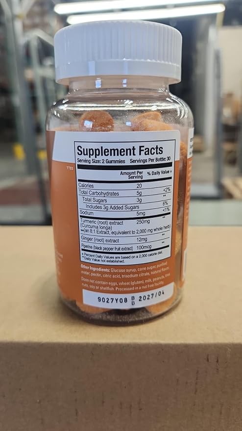 Viteey Turmeric Gummies with Turmeric Curcumin, Ginger & Black Pepper Extract - Immune Support, Healthy Skin, and Joint Health - Vegan, Gelatin Free, GMO Free - Tasty Chewable Peach Flavored-120 Count