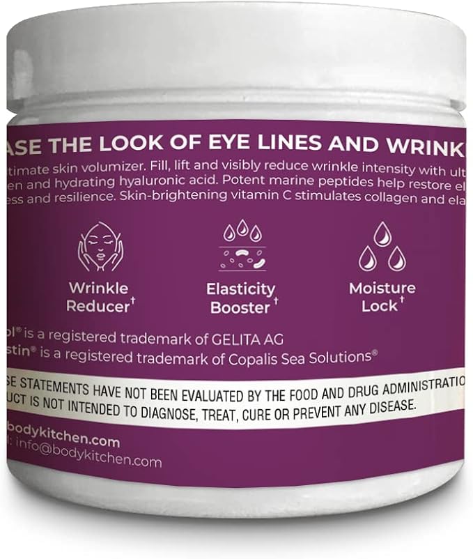 Body Kitchen Collagen + 250 mg Elastin – Supports Skin Hydration, Elasticity & Healthy Aging, Unflavored Powder (30 Servings)