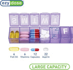 EZY DOSE Weekly (7-Day) Daily Pill Case, Medicine Planner, Vitamin Organizer, Supplement Container, Convenient and Easy to Use, Large Compartments, Travel Friendly, Color May Vary, BPA Free