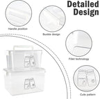 3 Pack Supplement Bottle Organizer with Travel Pill Organizer, Clear Plastic Vitamin Pill Bottle Organizer with Lid & Handle, Stackable First Aid Box Empty for Medicine, Fish Oil, Supplements
