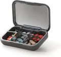 Portable Pill Box, Pill Organizer with 6 Compartments, Daily Medicine Pill Case, Pocket Size Pill Box for Travel, BPA Free Small Pill Container for Vitamins, Fish Oil, Supplements (Black)