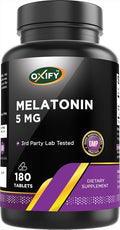 Oxify Melatonin 5 mg | 180 Tablets | Gluten-Free, Non-GMO | Supplement Made in USA