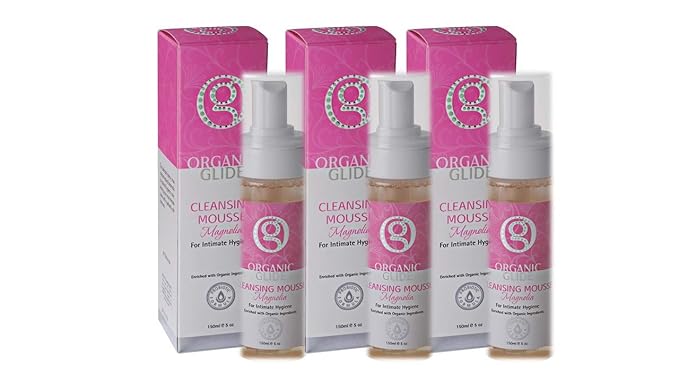 Organic Glide Feminine Body Wash 5 fl oz - Natural Cleansing Mousse with Unique Probiotic Support, pH Balanced, Gentle for Sensitive Skin & Intimate Areas, Refreshing Magnolia Scent (3-pack)