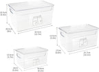 3 Pieces Supplement Bottle Organizer, Clear Plastic Vitamin Organizer with Lid and Handle, Stackable Pill Bottle Organizer, First Aid Box Empty for Vitamin, Medicine, Fish Oil & Supplements